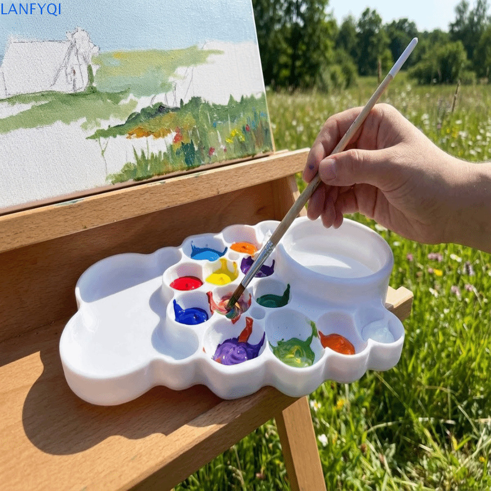 Bandeja De Pintura Em Aquarela LANFYQI , Paleta Reutilizável Criativa , Mistura De Portátil Branca