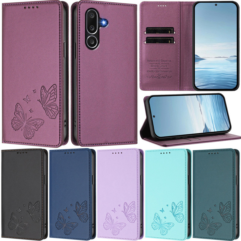 Caixa De Luxo Para Samsung Galaxy A57 A37 A56 A36 A26 A17 A16 A07 A06 S24 FE M56 M36 M16 5G Carteira Borboleta Macia De 