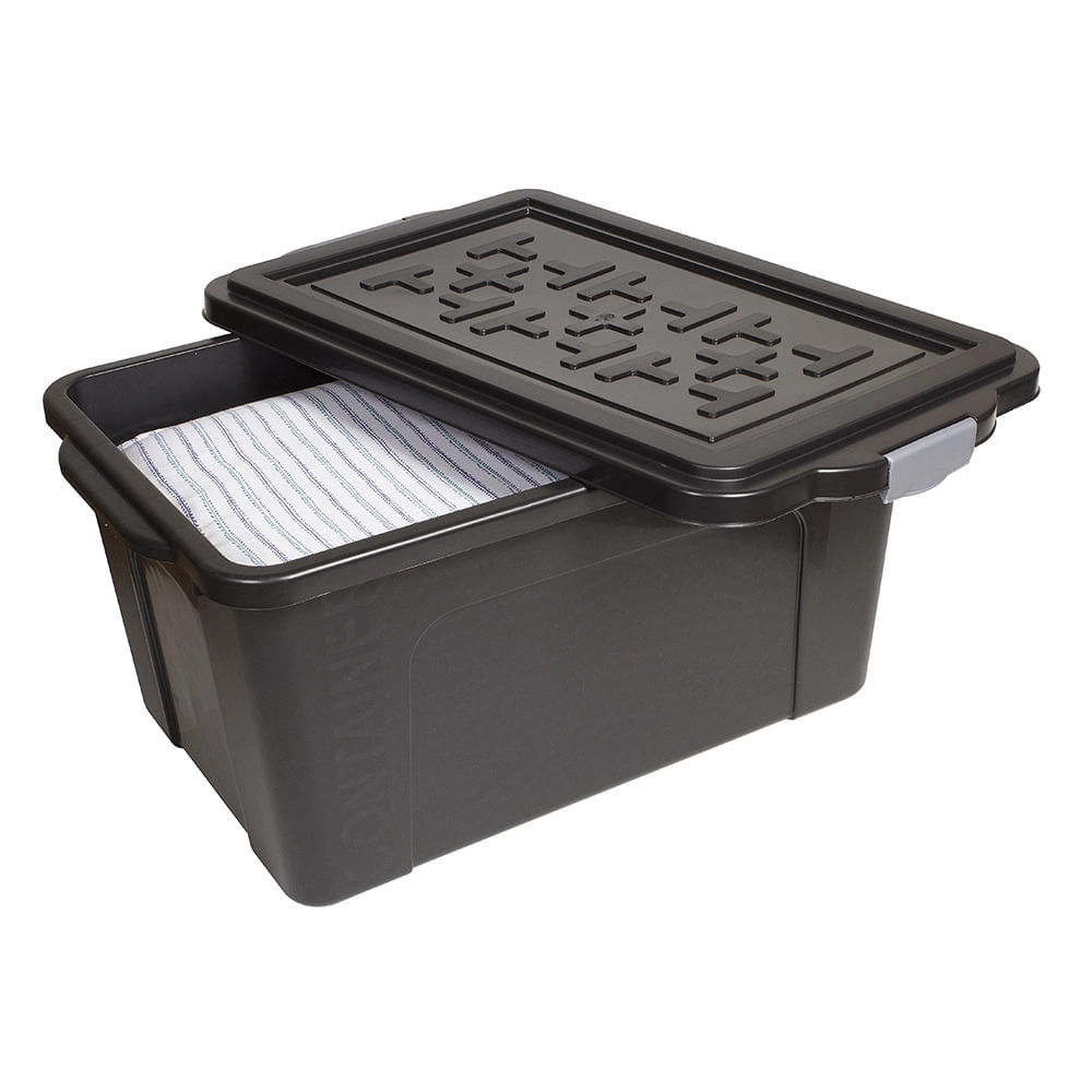 Caixa Organizadora São Bernardo Container em Plástico Preto 70L em Oferta na Shopee