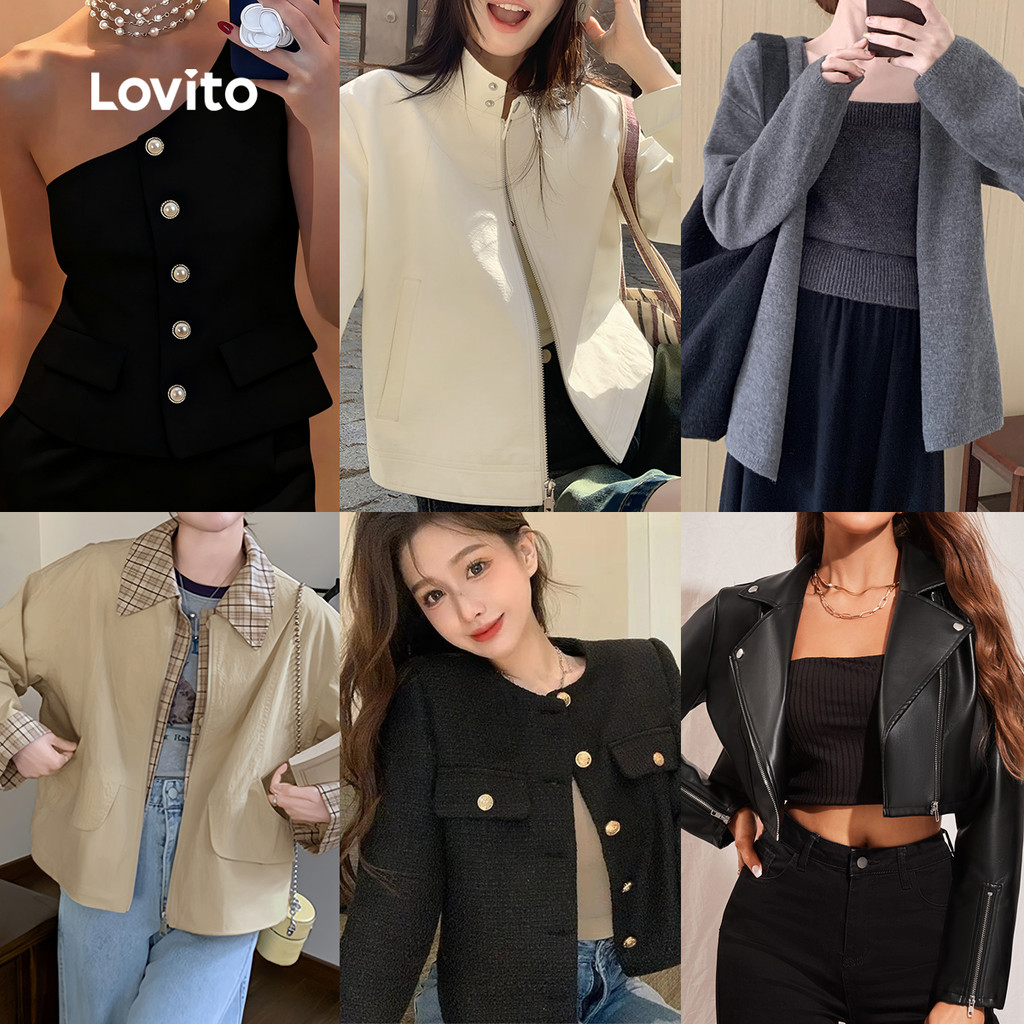 Lovito Special Casual Outerwear for Women (Size L&XXL) em Oferta na Shopee