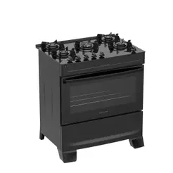 Fogão 5 Bocas Atlas Mônaco Top Glass Mesa De Vidro Bivolt Preto