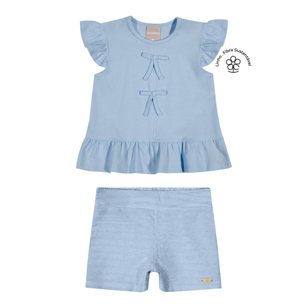 Conjunto Infantil Menina Laços Colorittá Azul