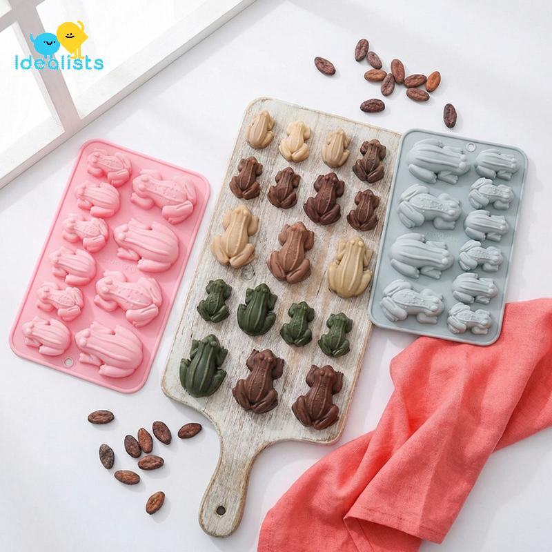 Idealistas Forma De Sapo 3D Moldes De Silicone 10 Cavidades Bandeja De Cozimento Para Doces Chocolate Fondant Flexível B