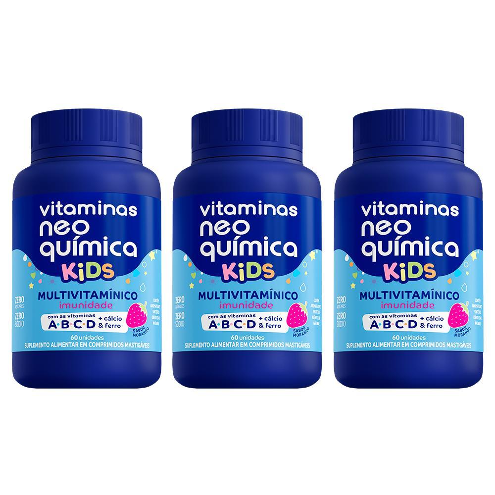 Kit c/3 Vitamina Neo Química Kids - 60 Cpr