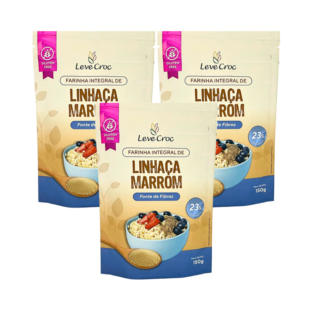 Kit 3 | Farinha de Linhaça Marrom 150g Integral Leve Croc 🌱