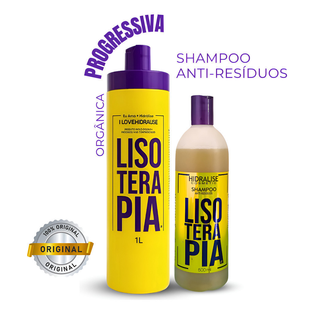 Combo Lisoterapia Progressiva Orgânica Sem Formol + Shampoo Anti Resíduos Tratamento Profissional