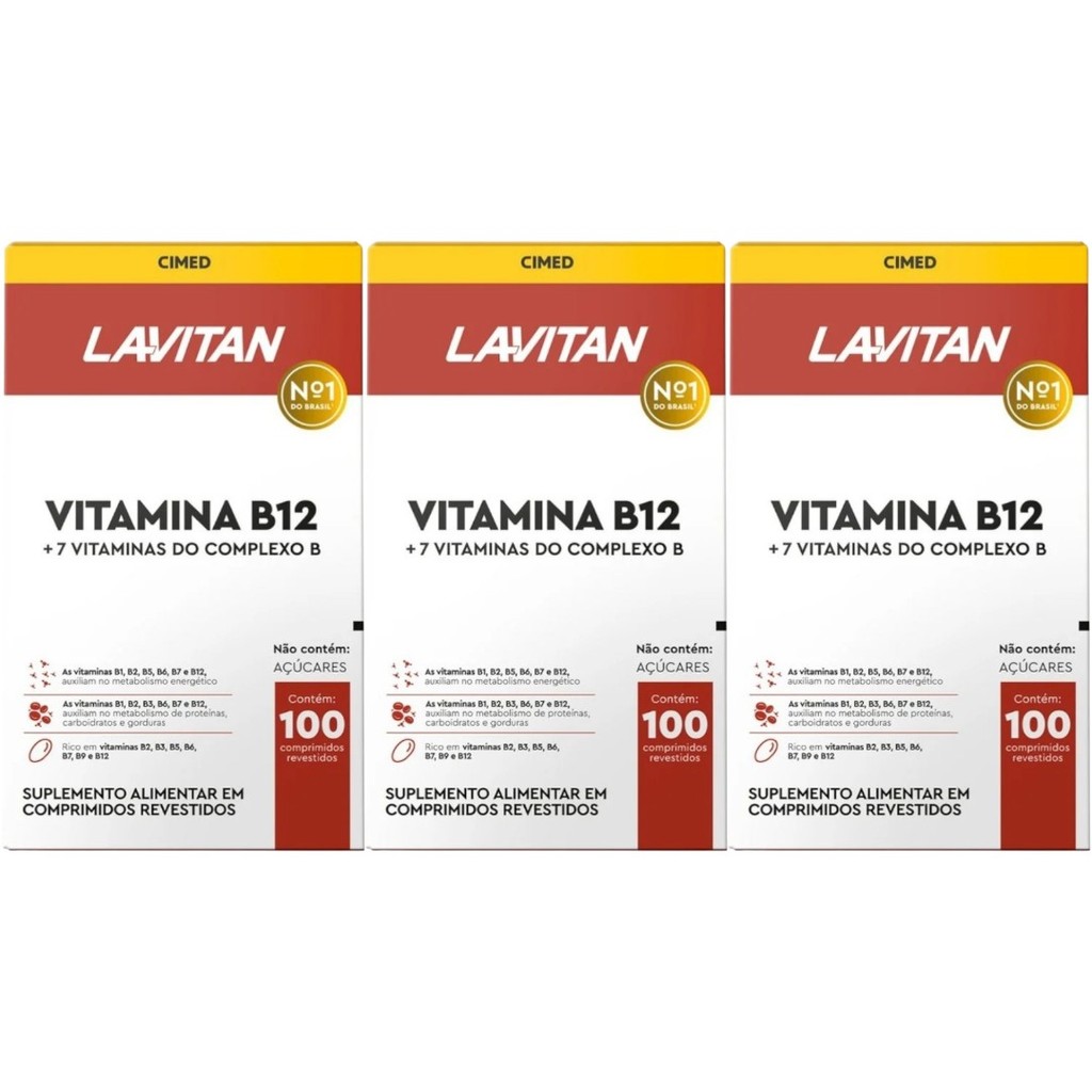 Kit 3 Lavitan Vitamina B12 + 7 Vitaminas Complexo B Com 100 Comp. - Cimed