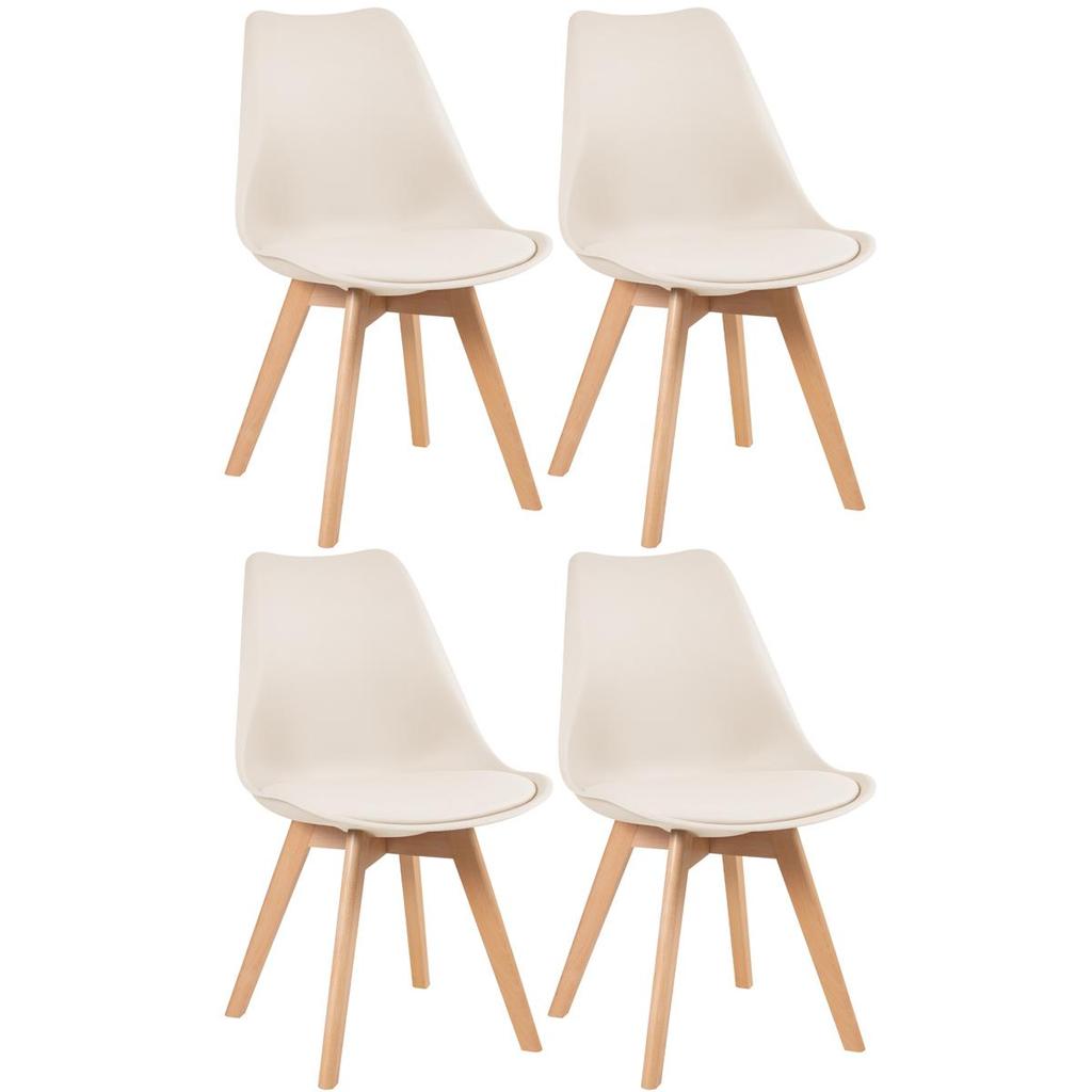 Kit 4 Cadeiras Laráz Leda com Assento Estofado - Creme