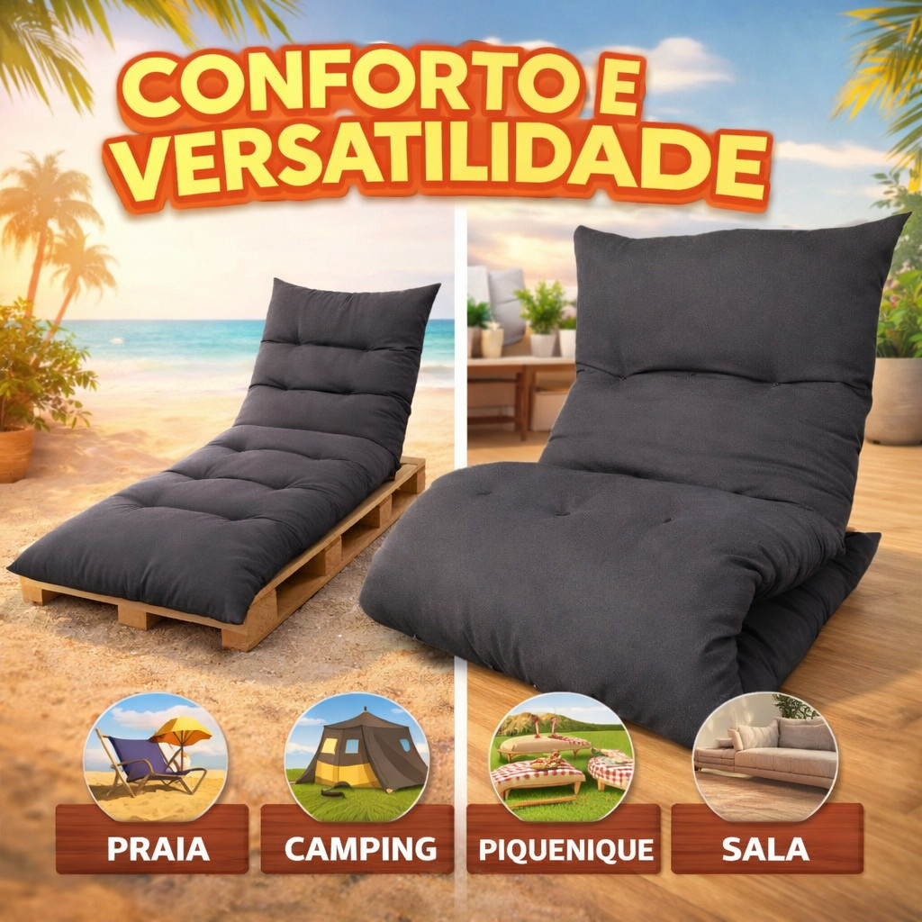 Imagem Almofada Futon Dobrável 170x60x9cm Colchonete Multiuso Chão Sofá Visita Meditação Macia
