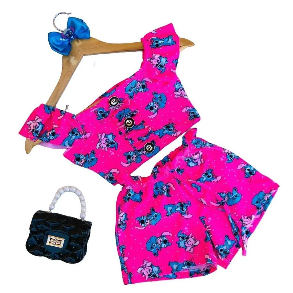 CONJUNTO INFANTIL FEMININO-ROUPA MENINA 1 A 10 ANOS-SHORT+BLUSA