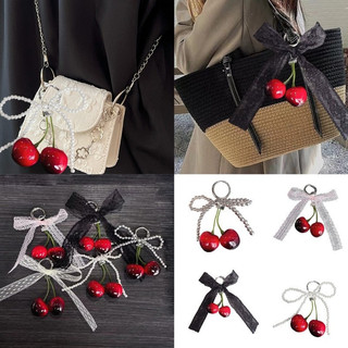Estone Elegante Renda Cereja Chaveiros Bolsa Ornamento Para Mulheres Da Moda