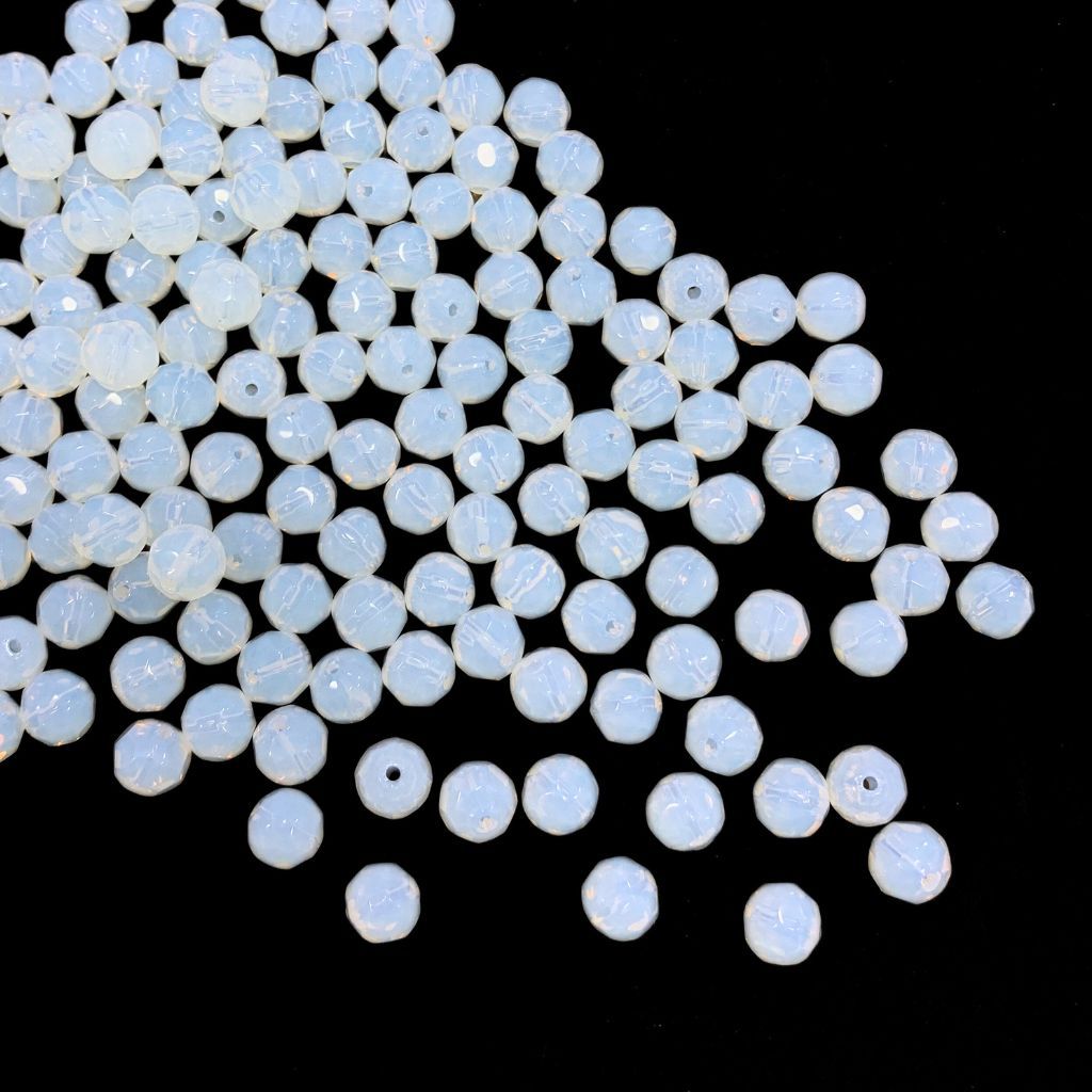 Conta de Cristal Sextavado CLR Bola 8mm Opal Passante 1000 unidades