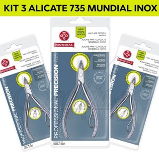 Kit 3 Alicate 735 Cutícula unha Mundial Profissional Lâmina curta em Oferta na Shopee
