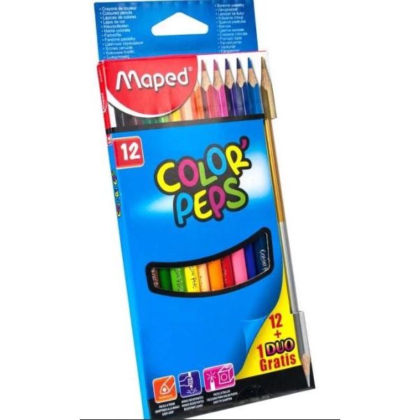Lápis de Cor 12 Cores + 1 Duo Color Peps Maped
