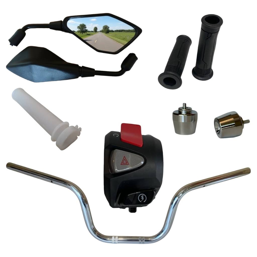 kit Guidão punho cb500 retrovisor z400 peso pcx manopla cargo premium Kit Completo