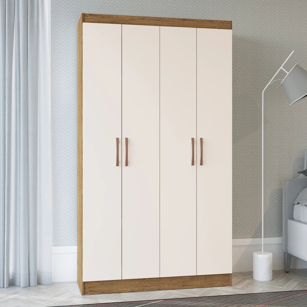 Armario Multiuso 4 Portas e 8 Prateleiras Dueto 5000 Off White/Nogueira em Oferta na Shopee