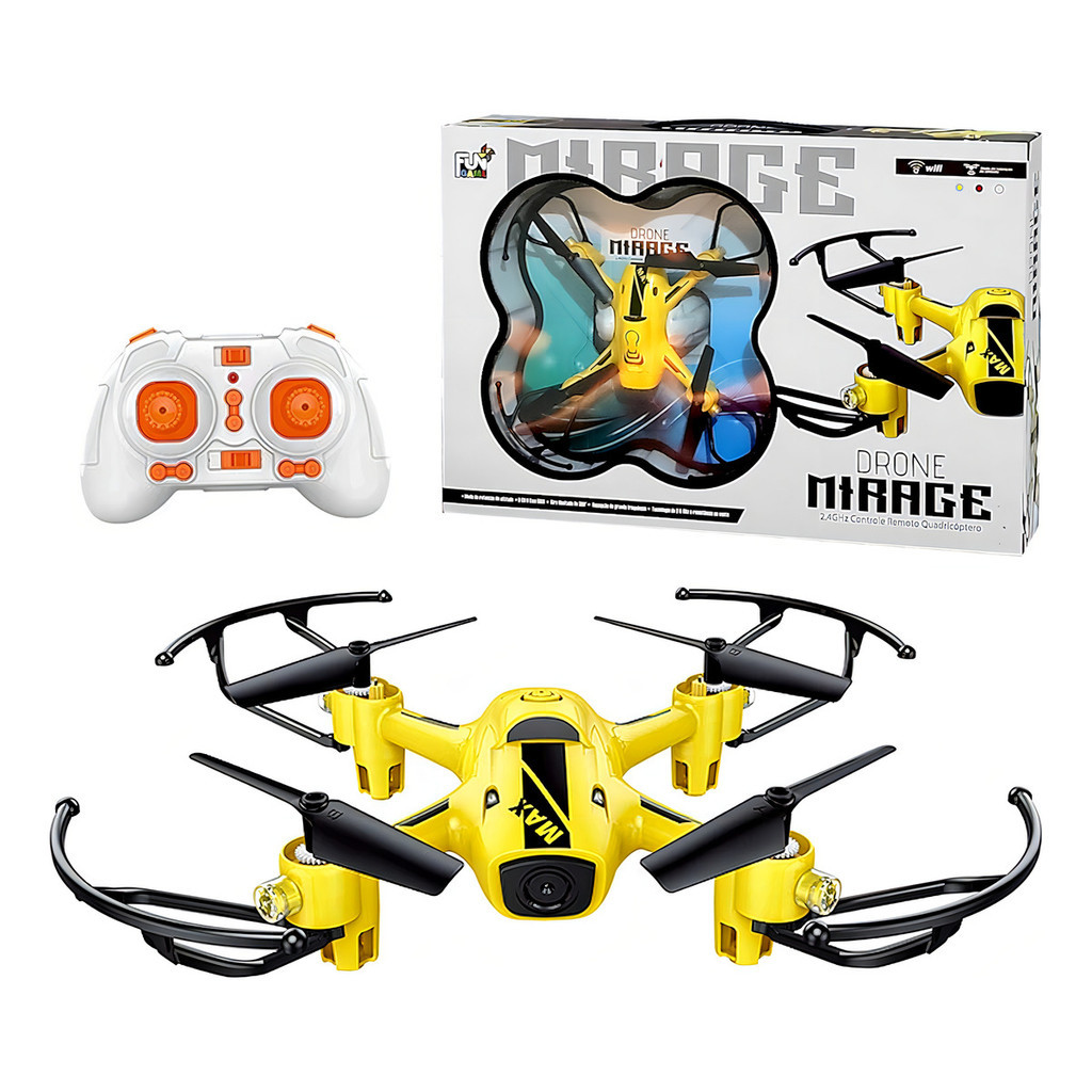 Drone Infantil Mirage Quadricóptero Que Faz Manobras 2.4ghz Amarelo