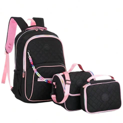 Kit 3 Mochila Feminina Criança Com Bolsa Térmica Estojo Escolar Viagem Passeio Grande Premium Tippi
