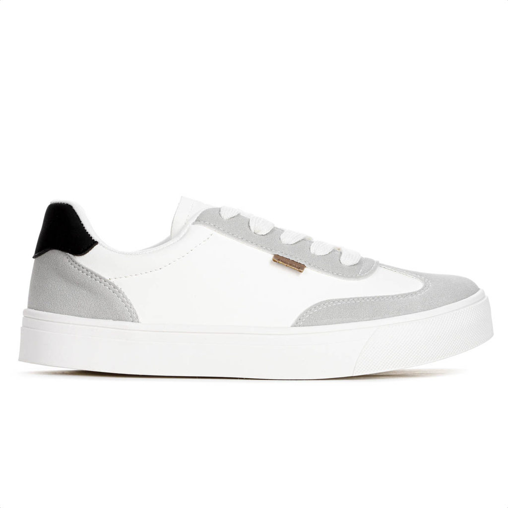 Tênis Anacapri Isa Robusto Branco Cinza e Preto - Feminino