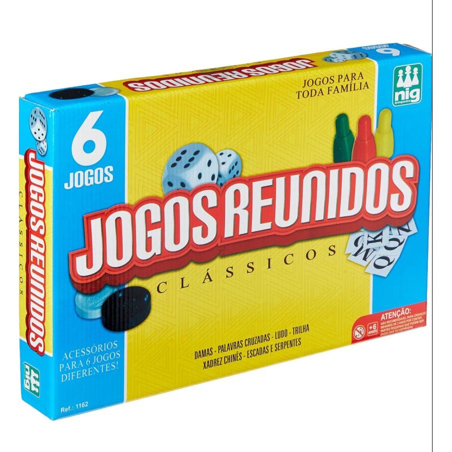 JOGO DE TABULEIRO REUNIDOS 6 EM 1 XADREZ DAMA  INFANTIL NIG