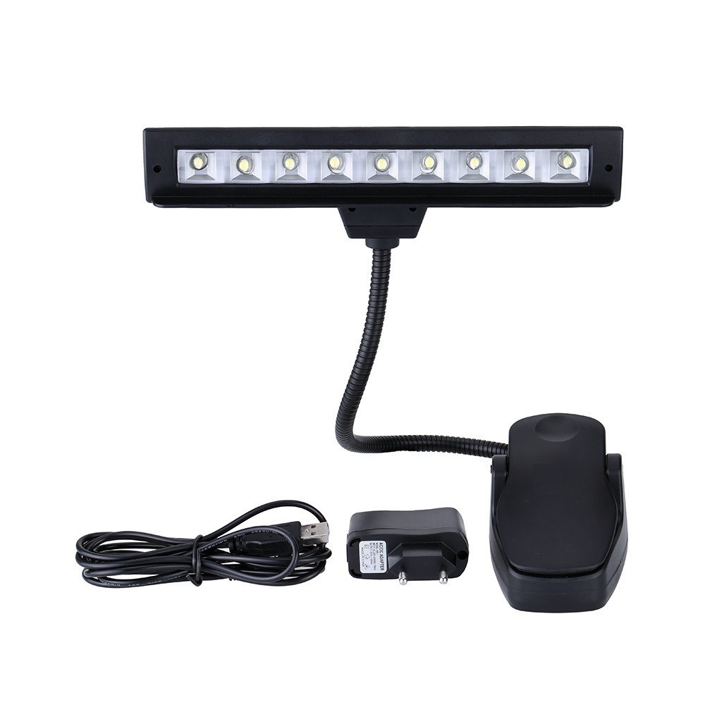 Luminária 10 LEDs p/ Estante Partitura Musical Leitura Livros