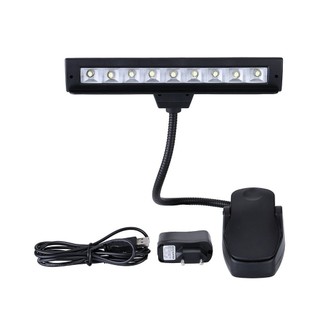 Luminária 10 LEDs p/ Estante Partitura Musical Leitura Livros
