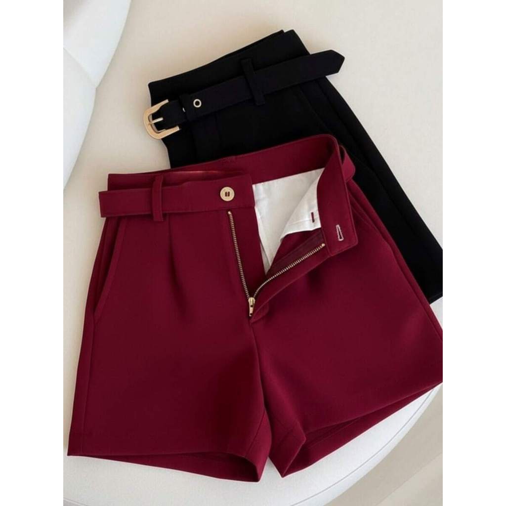kit 2 Short Alfaiataria Feminino C/ cinto cintura medio verão 2026/2027 em Oferta na Shopee