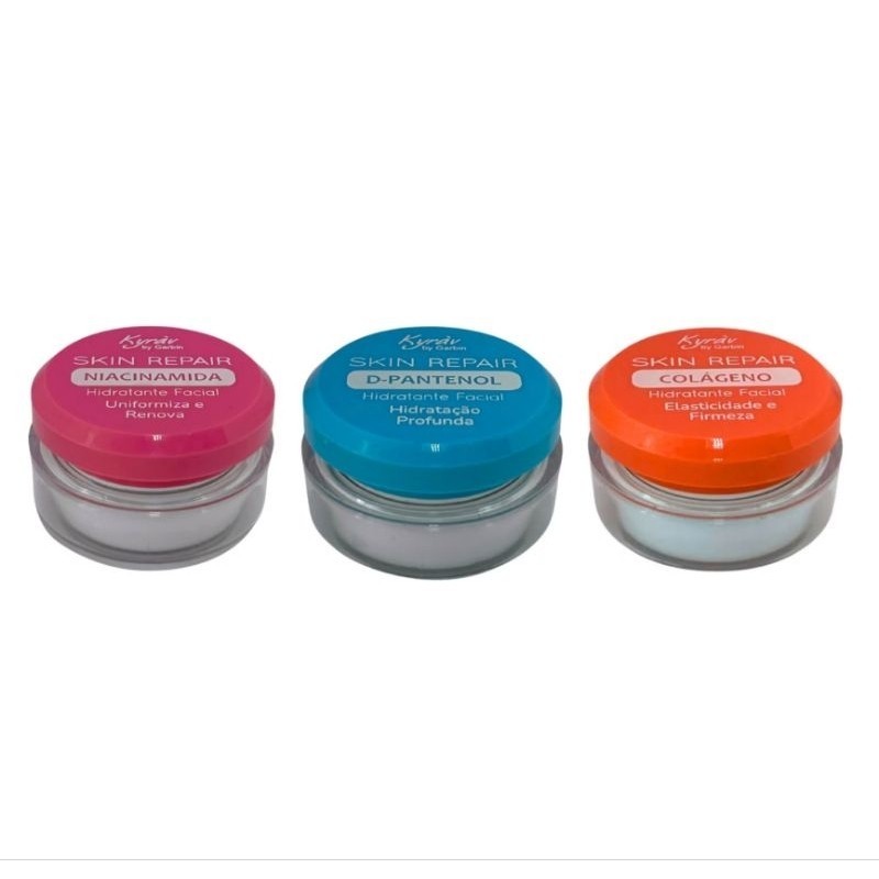 Kit 3 Unidades Hidratante Facial Colágeno Niacinamida D-Pantenol Skin Repair Kyráv 10g Revenda Atacado Revender Barato