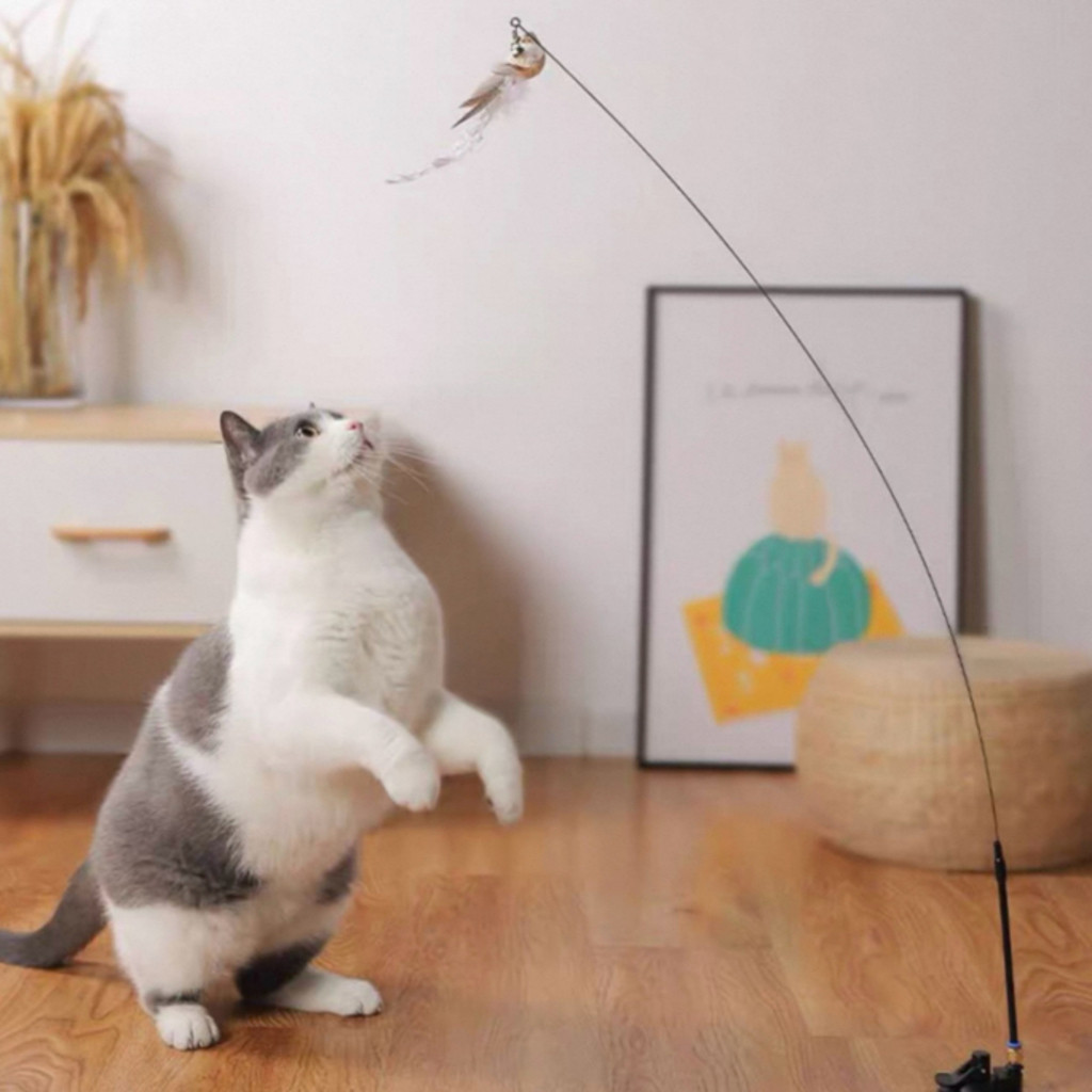 Brinquedo para Gatos com Ventosa, Varinha  com Pássarinho, Antiestresse, Autodiversão e Exercício em Oferta na Shopee