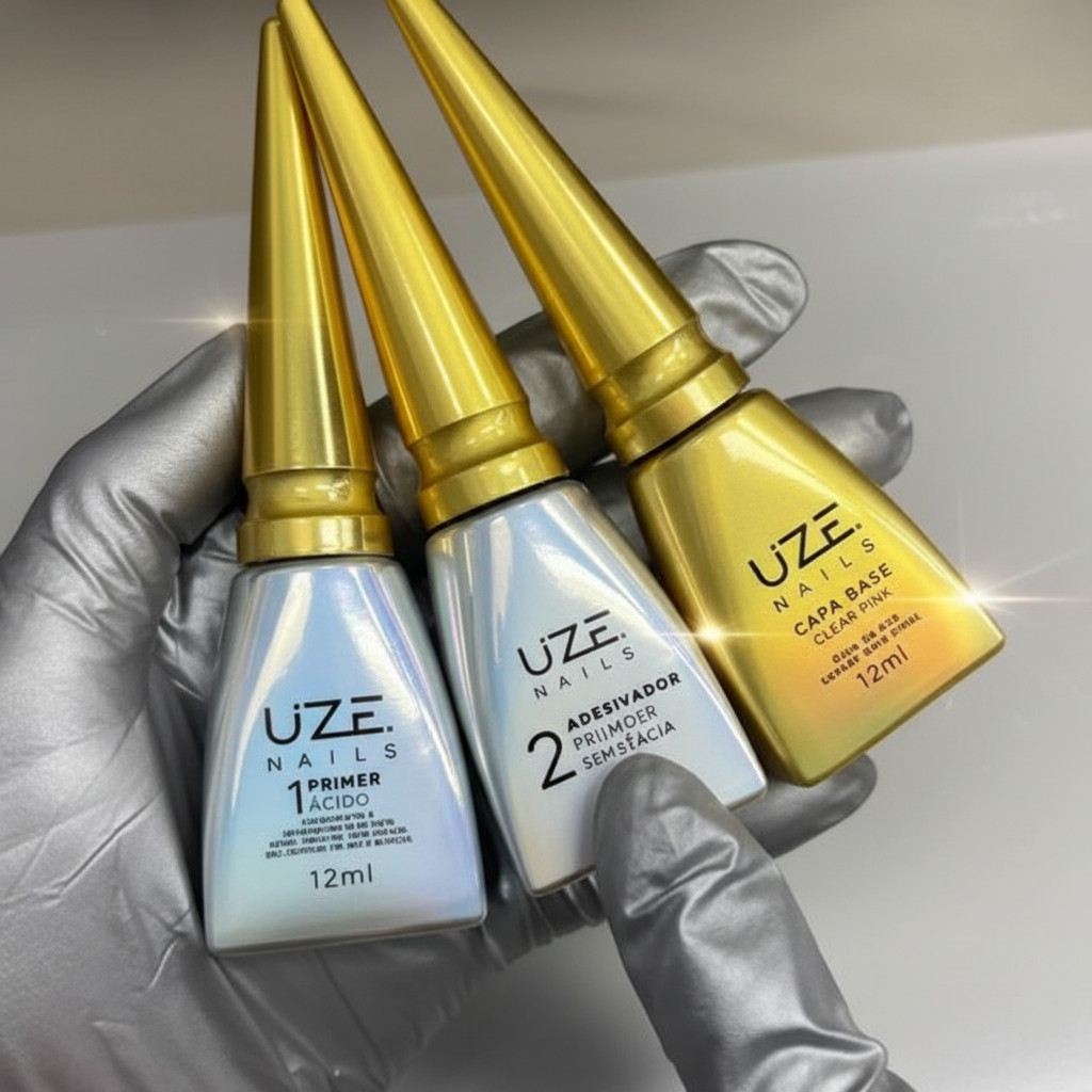 Kit Uze Nails Passo 1, Passo 2 e Capa Base Clear  – Preparação e Blindagem Profissional