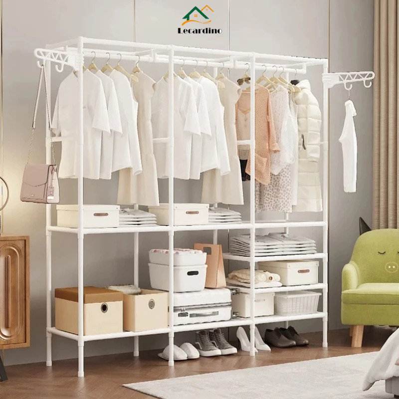 Guarda Roupa Portatil Arara Multifuncional Desmontavel Arara De Roupa Cabideiro Chão Sapateira Rack Organizador Multiuso