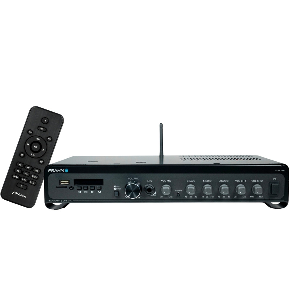 Amplificador Frahm Slim 3700 Optical G5 BT/USB/SD/AUX 240 Watts Rms 2 Canais 4 Ohms Bivolt