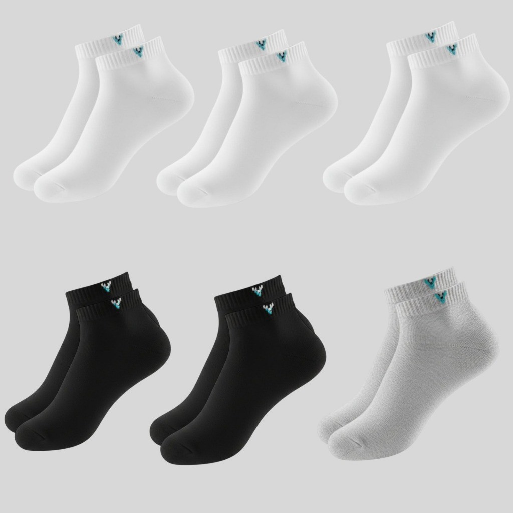 Kit 6 Pares de Meias de Algodão Masculina Feminina Cano Curto Cano baixo Unissex Escolar Social em Oferta na Shopee