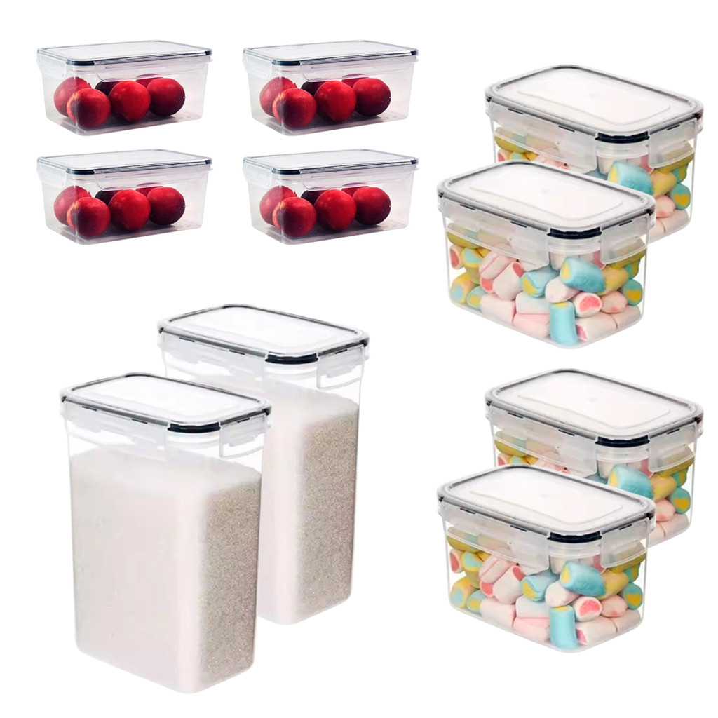 Potes Hermeticos Mantimentos 10 Un Organizador Empilhavel Alimentos Geladeira Armários Porta Condimentos Café Castanhas