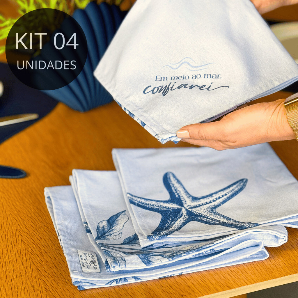 Kit 4 Guardanapos de Tecido para Mesa Posta – Coleção Peixes