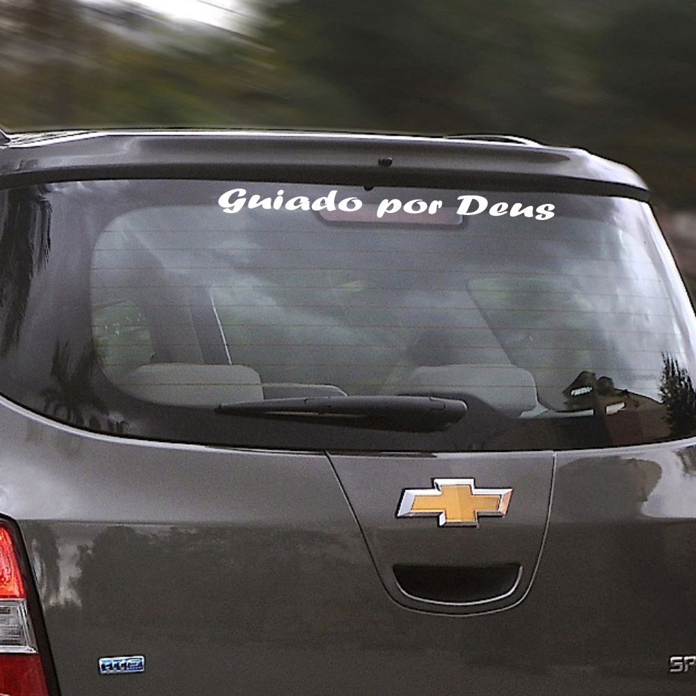 Adesivo De Carro 50cm - Guiado Por Deus - Branco - Parabrisa, Lataria, Vidro