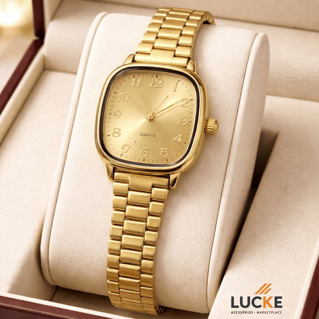 Relógio Feminino Quartz Dourado/Rose/Preto/Prata – Pulseira em Aço Inoxidável Elegante em Oferta na Shopee