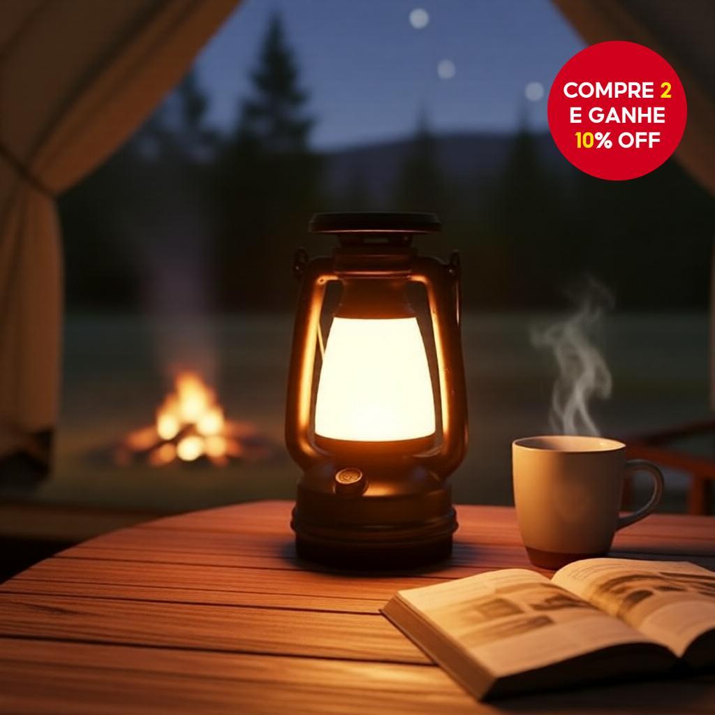 Luz Atmosférica para Tenda Externa - Lanterna de Camping Portátil com Visual Retro de Querosene, Recarregável por USB