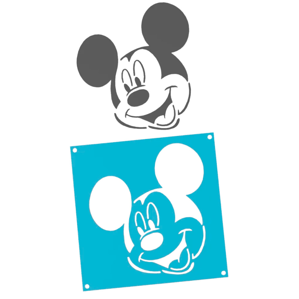 Estêncil Confeitaria Pasta Biscoito Stencil MICKEY para Pintura Molde Vazado 10x10 14x14