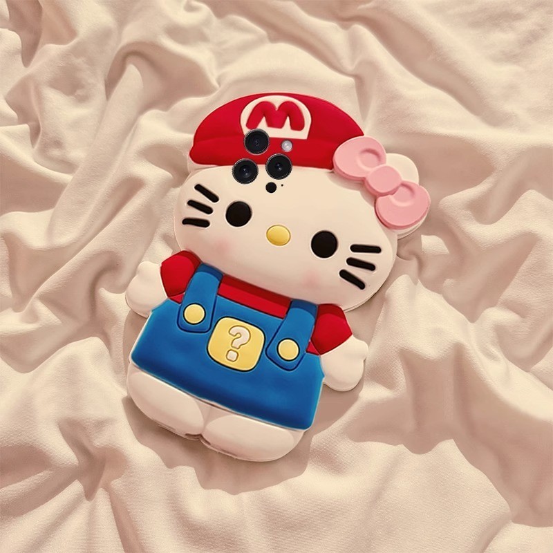 Adequado para Apple 16Promax caso de telefone 16e bonito 14Pro Mario Hello Kitty 13 nova capa macia em Oferta na Shopee