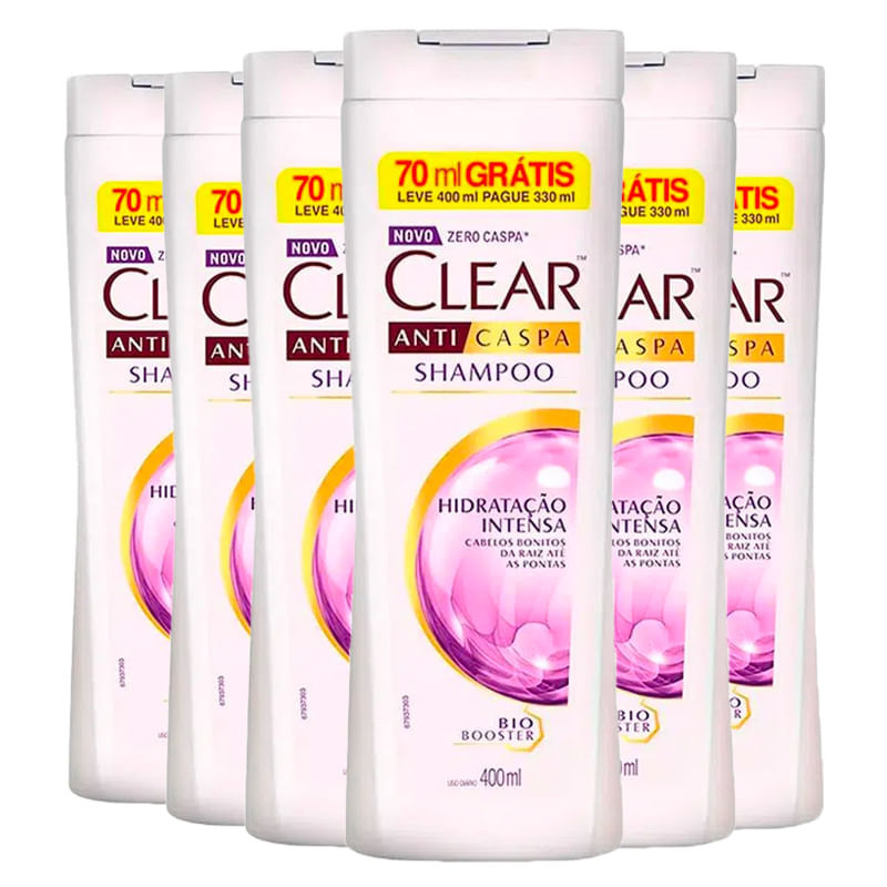 Kit Shampoo Clear Anticaspa Hidratação Intensa Leve 400ml Pague 330ml 6 Unidades em Oferta na Shopee