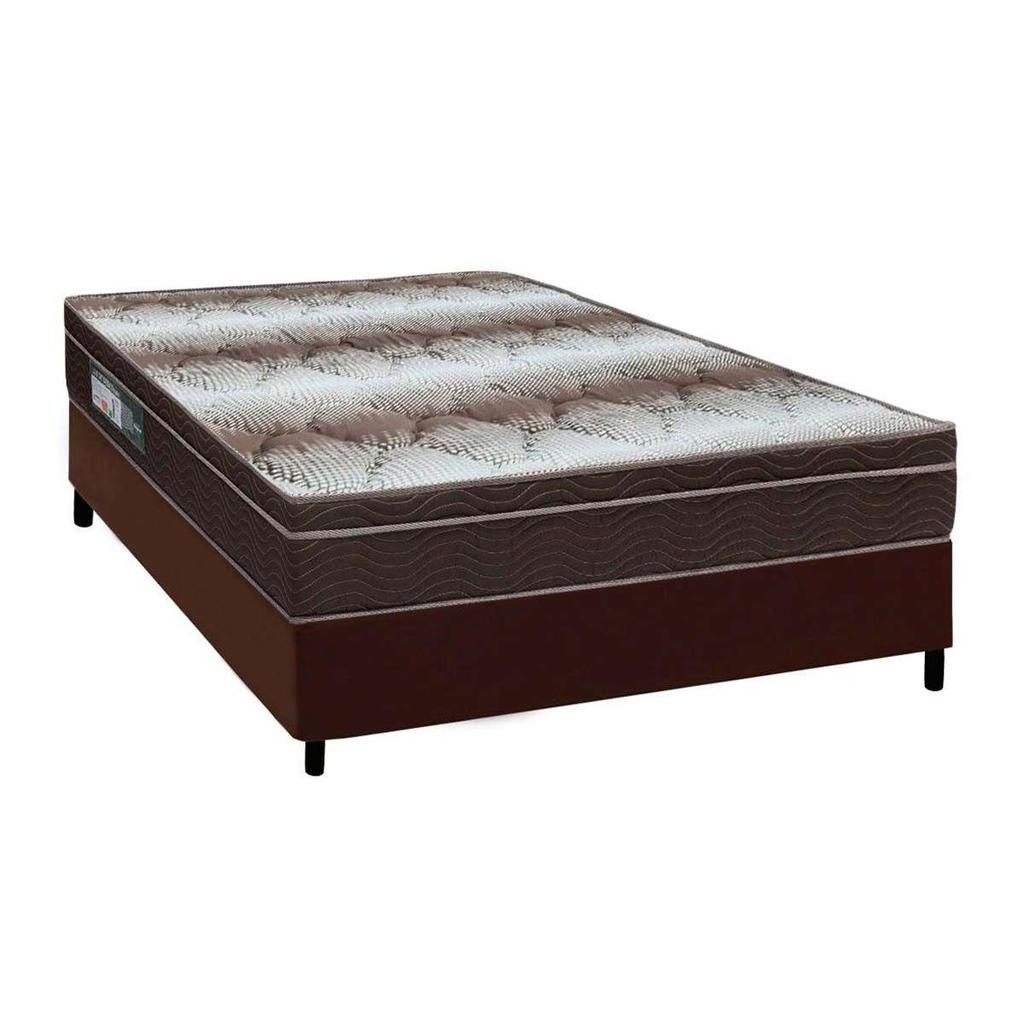 Cama Box Casal: Colchão Ortopédico Ortobom Light + Base CRC Courano Brown(138x188) em Oferta na Shopee