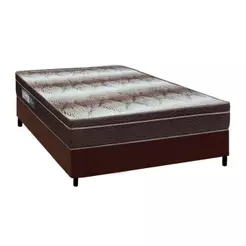 Cama Box Casal: Colchão Ortopédico Ortobom Light + Base CRC Courano Brown(138x188)