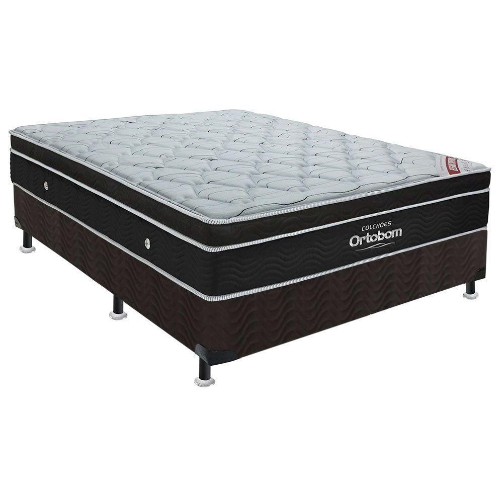 Cama Box Casal: Colchão Molas Ensacadas Ortobom SuperPocket Elegant + Base CRC Suede Black(138x188) em Oferta na Shopee
