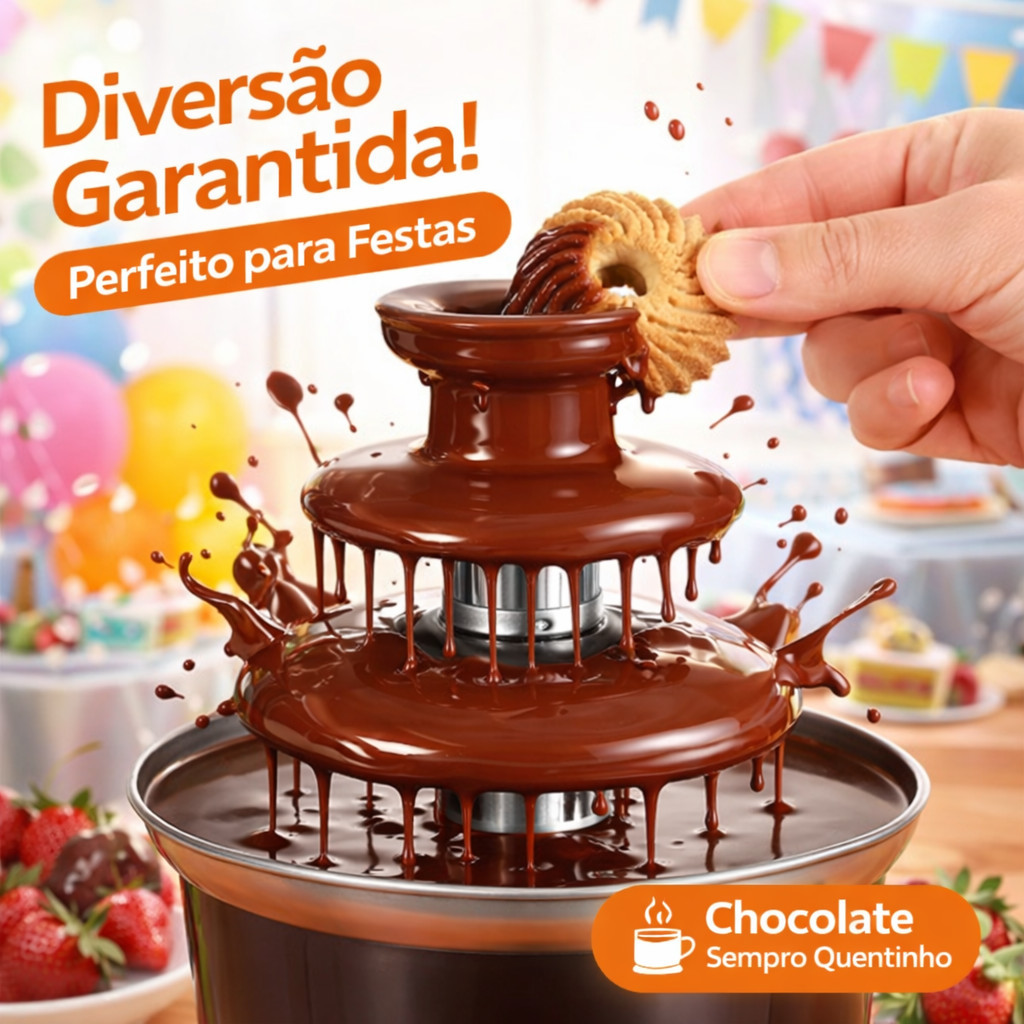 Mini Cascata de Chocolate Elétrica 3 Andares 110V | Fondue Quente para Festas e Sobremesas em Oferta na Shopee