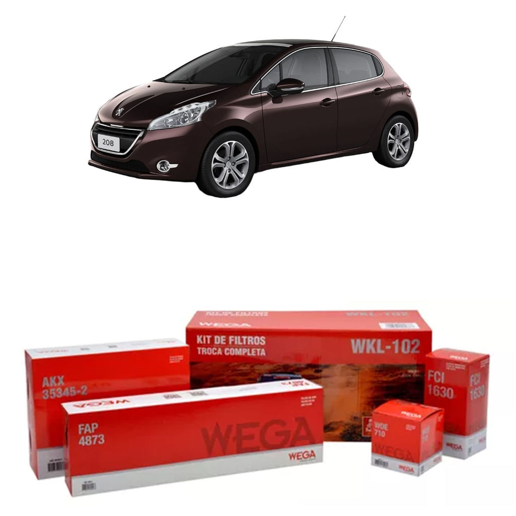 Kit Filtros Wega  Citroen C3 e C4 Cactus Peugeot 208 e 2008 em Oferta na Shopee