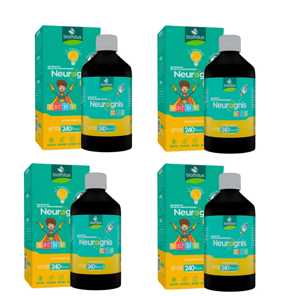 Kit 4 Suplemento Infantil Neurognis Kids 240ml Biofhitus – Vitaminas