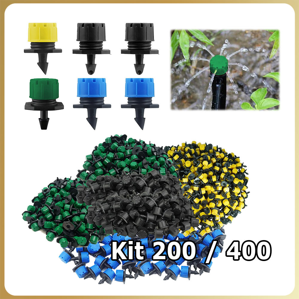 200/400x Bocal de gotejamento ajustável gotejador resistente a entupimentos com 8 orifícios e 360 graus