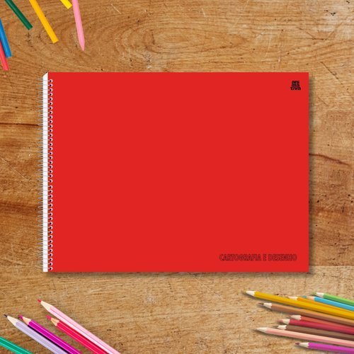 Caderno Cartografia Desenho Profissional Folhas Brancas Capa Lisa Vermelha Estudo Mapa
