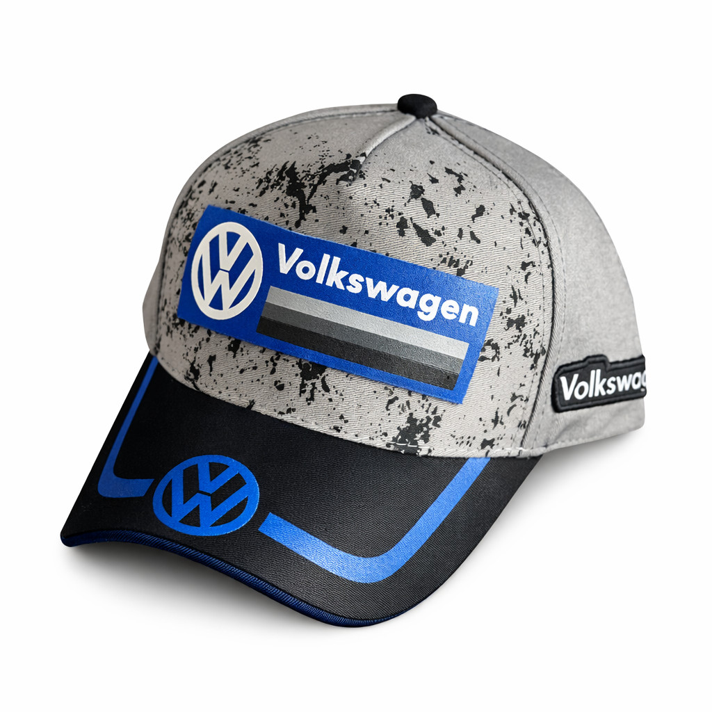 Boné Volkswagen Carro Street Cinza com Azul Snapback Automotivo